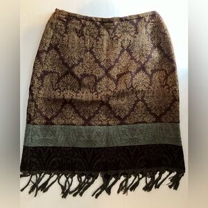 J Jill Paisley Women’s Fringed Skirt, Size 4P, purples/gold
